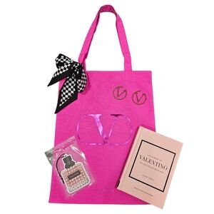NEW Valentino Beauty Tote + Checkered Scarf, Fashion Book, Air Freshie, Earrings